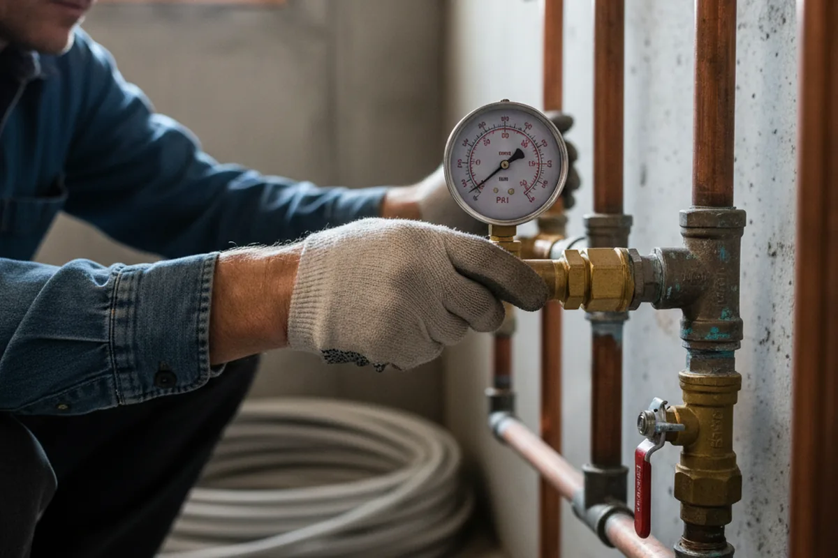 Pressure testing a repaired line during Water Line Repair in San Carlos